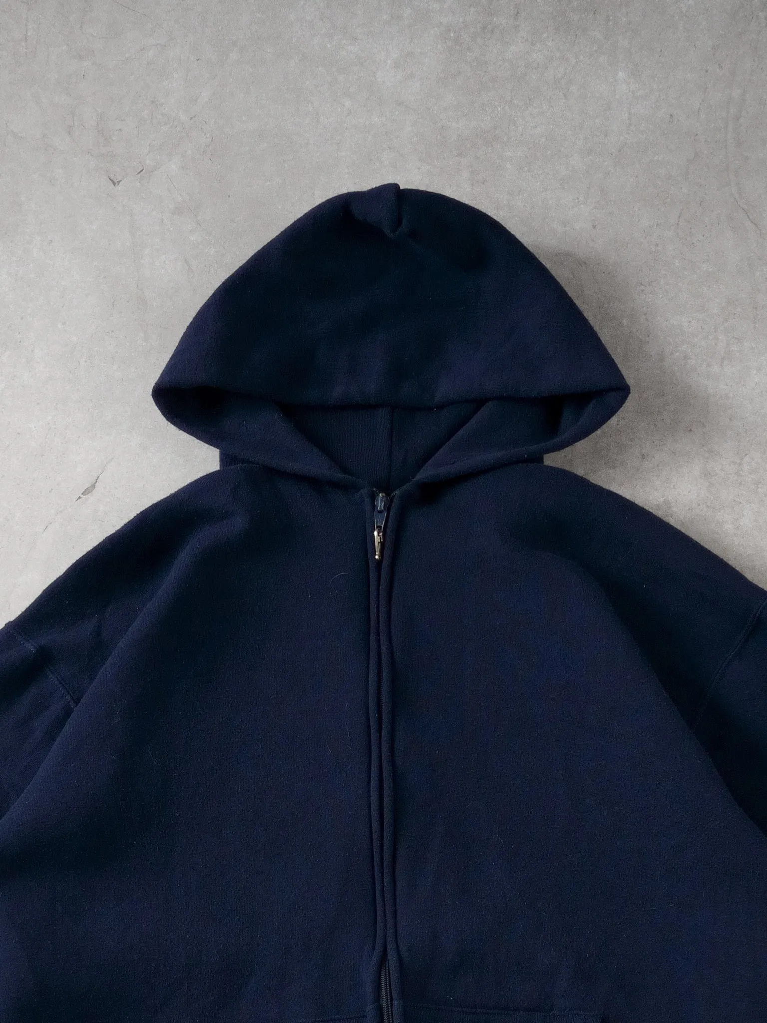 Vintage 90s Navy Blue Russell Athletics Blank Zipup (L) sold by Rebalance Vintage product image thumbnail 2