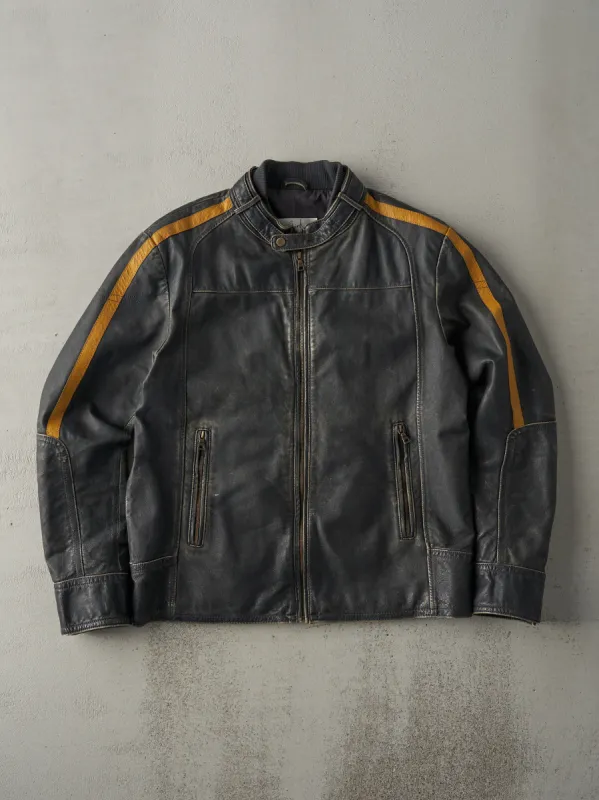Vintage 90s Washed Black Blink Leather Biker Jacket (S/M) sold by Rebalance Vintage