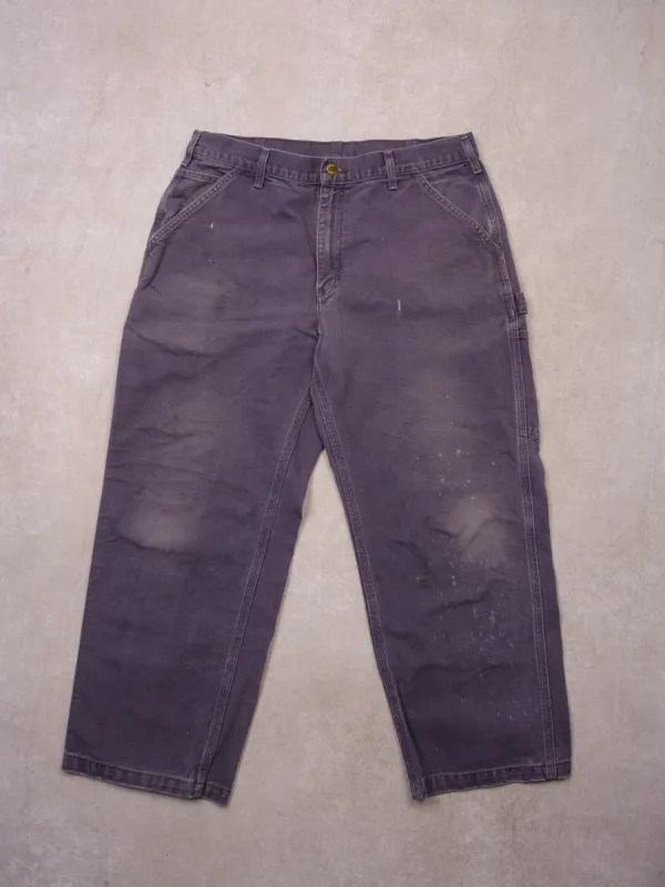 Vintage Washed Blue Carhartt Original Fit Dungeree Carpenter Pants (34x27) sold by Rebalance Vintage