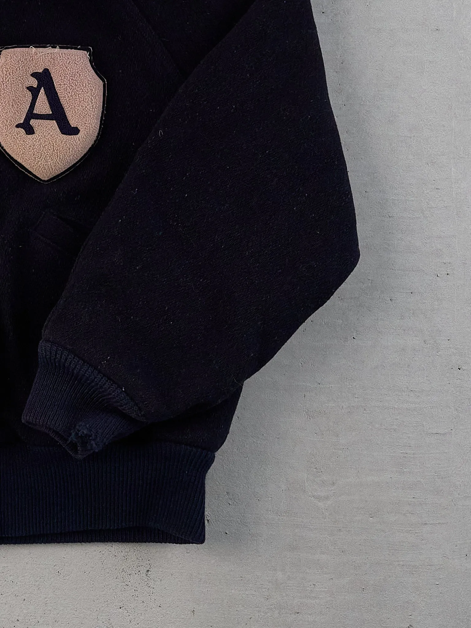 Vintage 70s Dark Blue Academy Emblem Collared Varsity Jacket (M) sold by Rebalance Vintage product image thumbnail 3