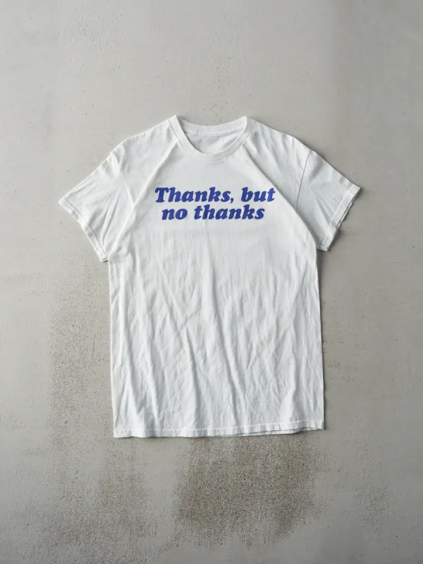Vintage 90s White "Thanks, But No Thanks" Long Tee (S) sold by Rebalance Vintage