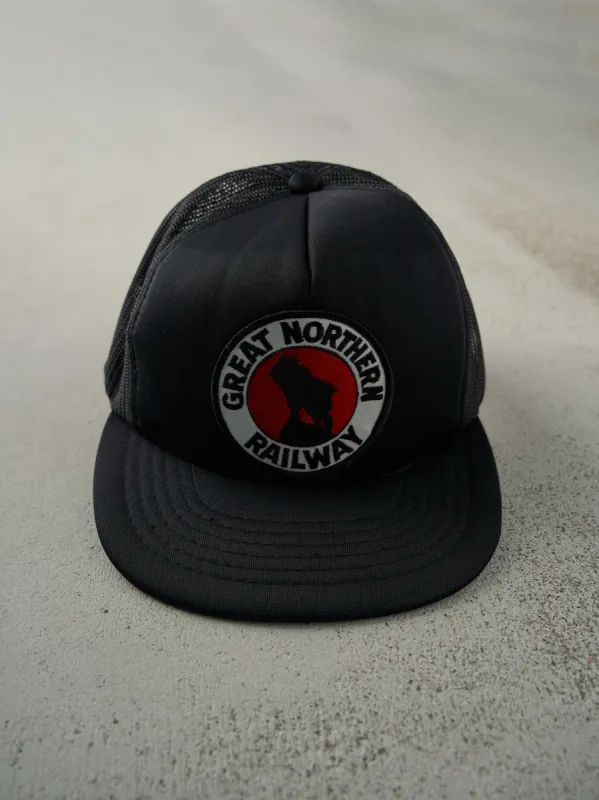 Vintage 90s Black Great Northern Railway Foam Trucker Hat sold by Rebalance Vintage