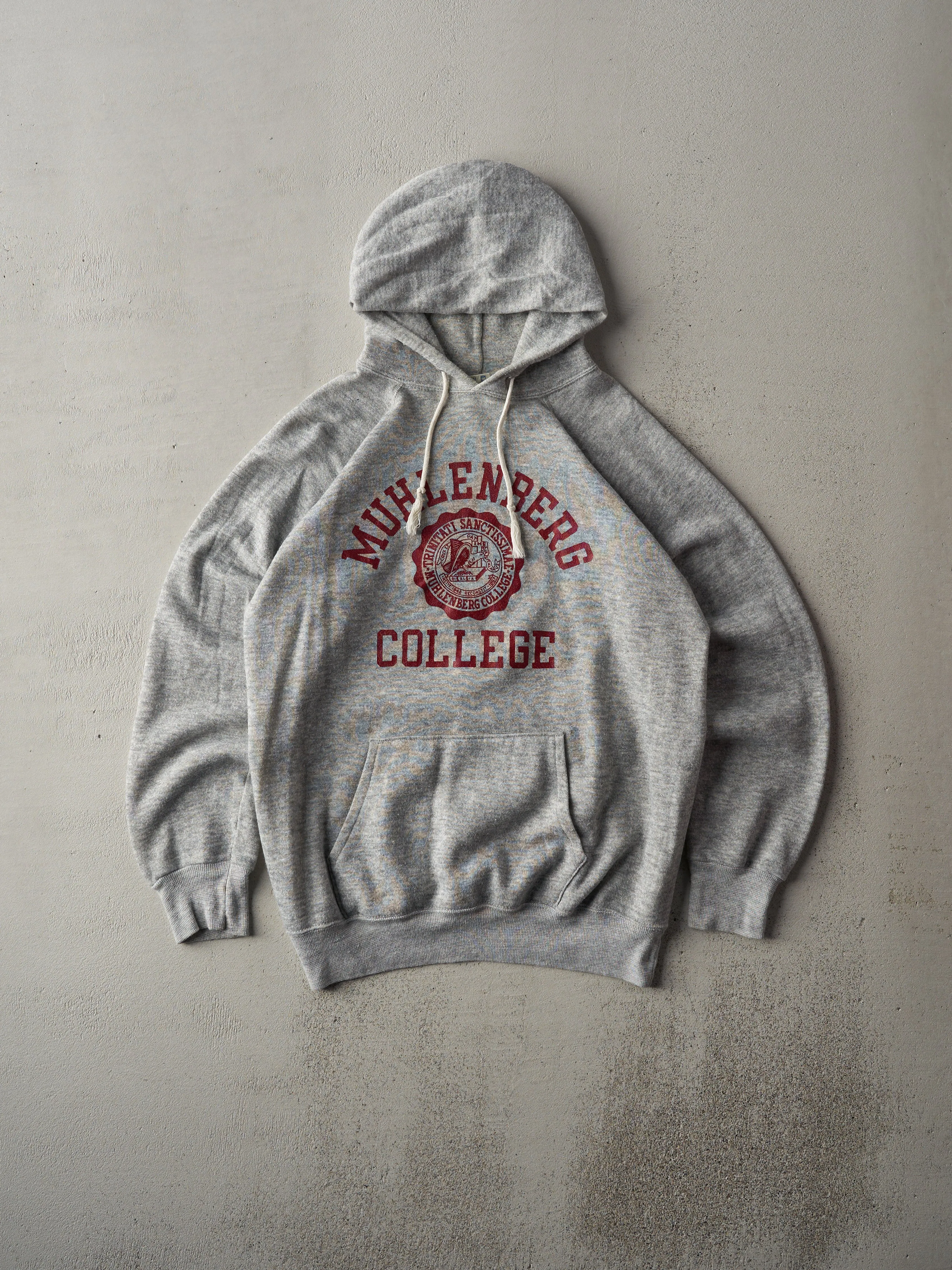 Vintage 80s Heather Grey Champion Muhlenberg College Hoodie (M) sold by Rebalance Vintage