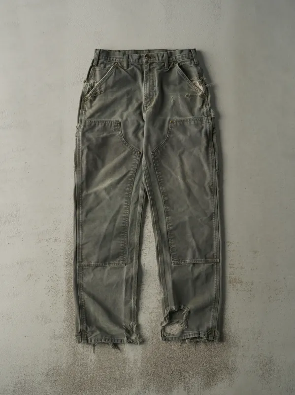 Vintage Y2K Washed Green Dungaree Fit Carhartt Double Knee Carpenter Pants (30x33) sold by Rebalance Vintage