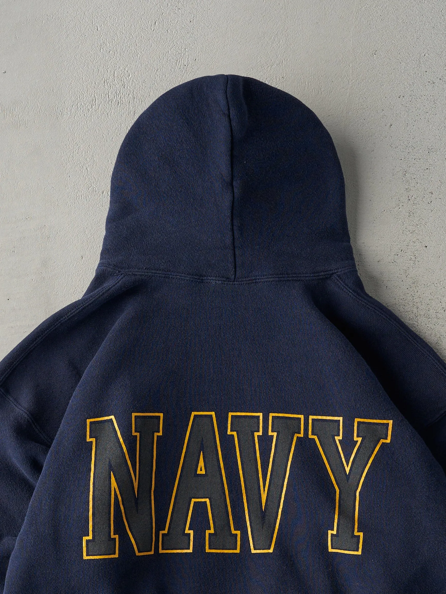 Vintage 90s Navy Blue United States Navy Hoodie (M) sold by Rebalance Vintage product image thumbnail 4