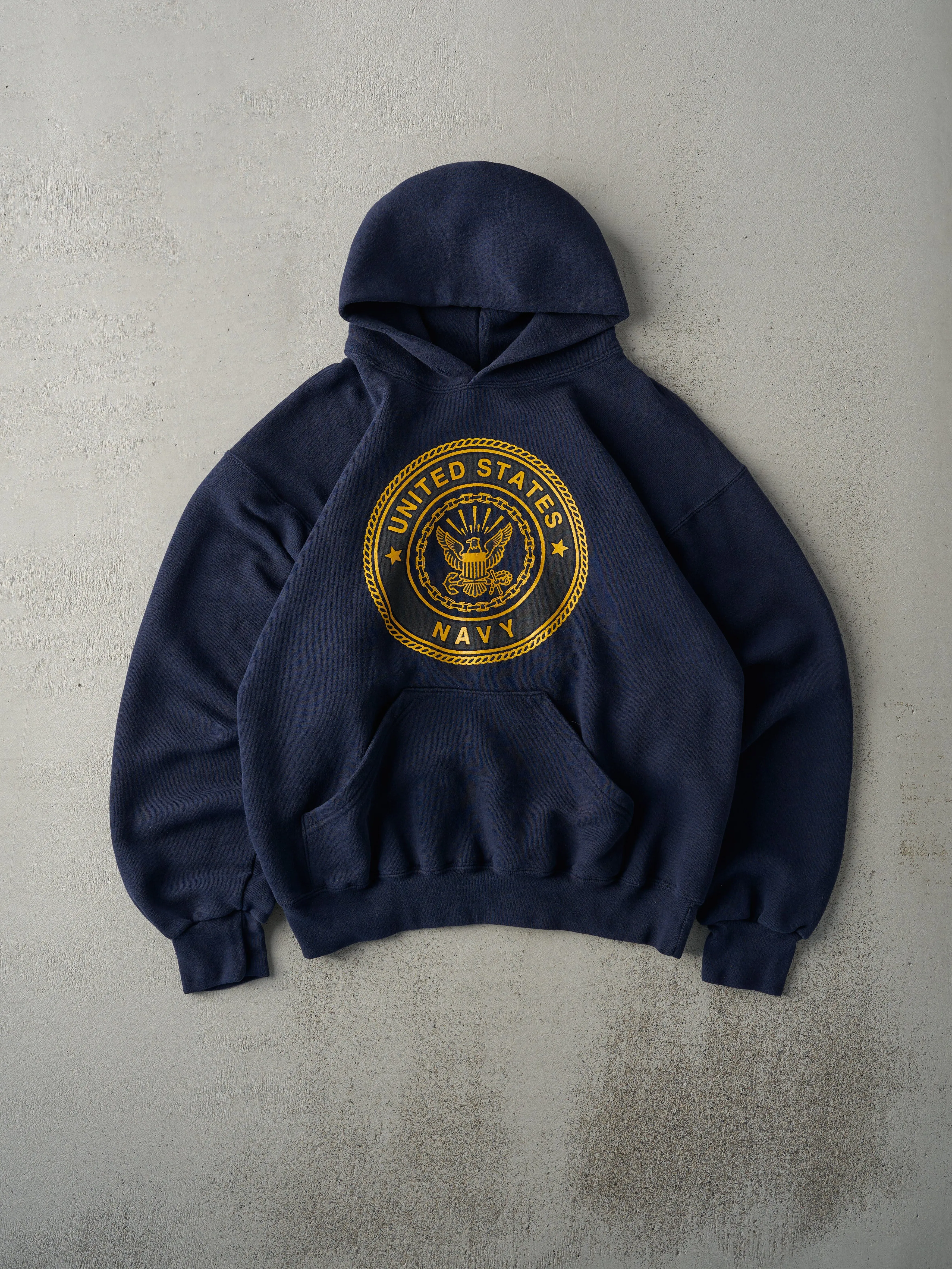 Vintage 90s Navy Blue United States Navy Hoodie (M) sold by Rebalance Vintage