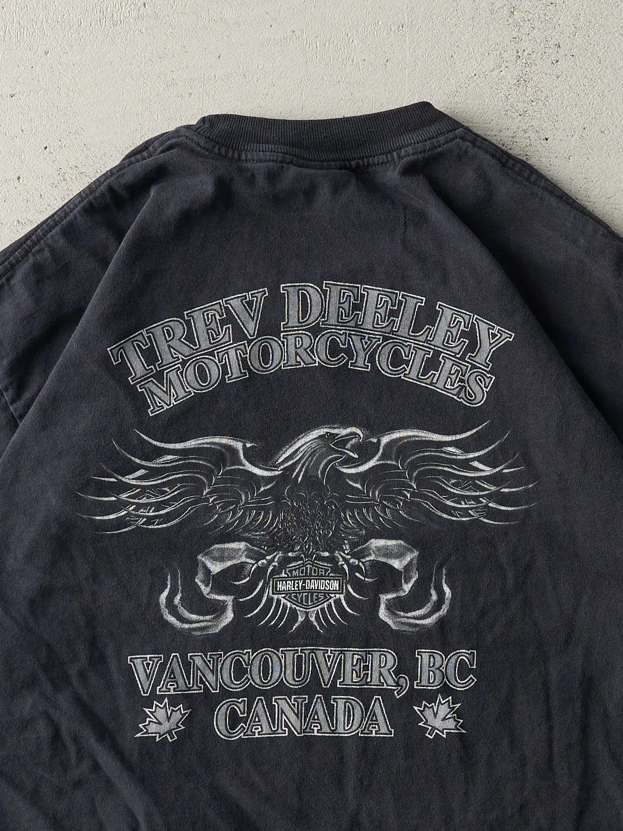 Vintage 04' Faded Black Vancouver BC Harley Davidson Tee (M/L) sold by Rebalance Vintage product image thumbnail 4