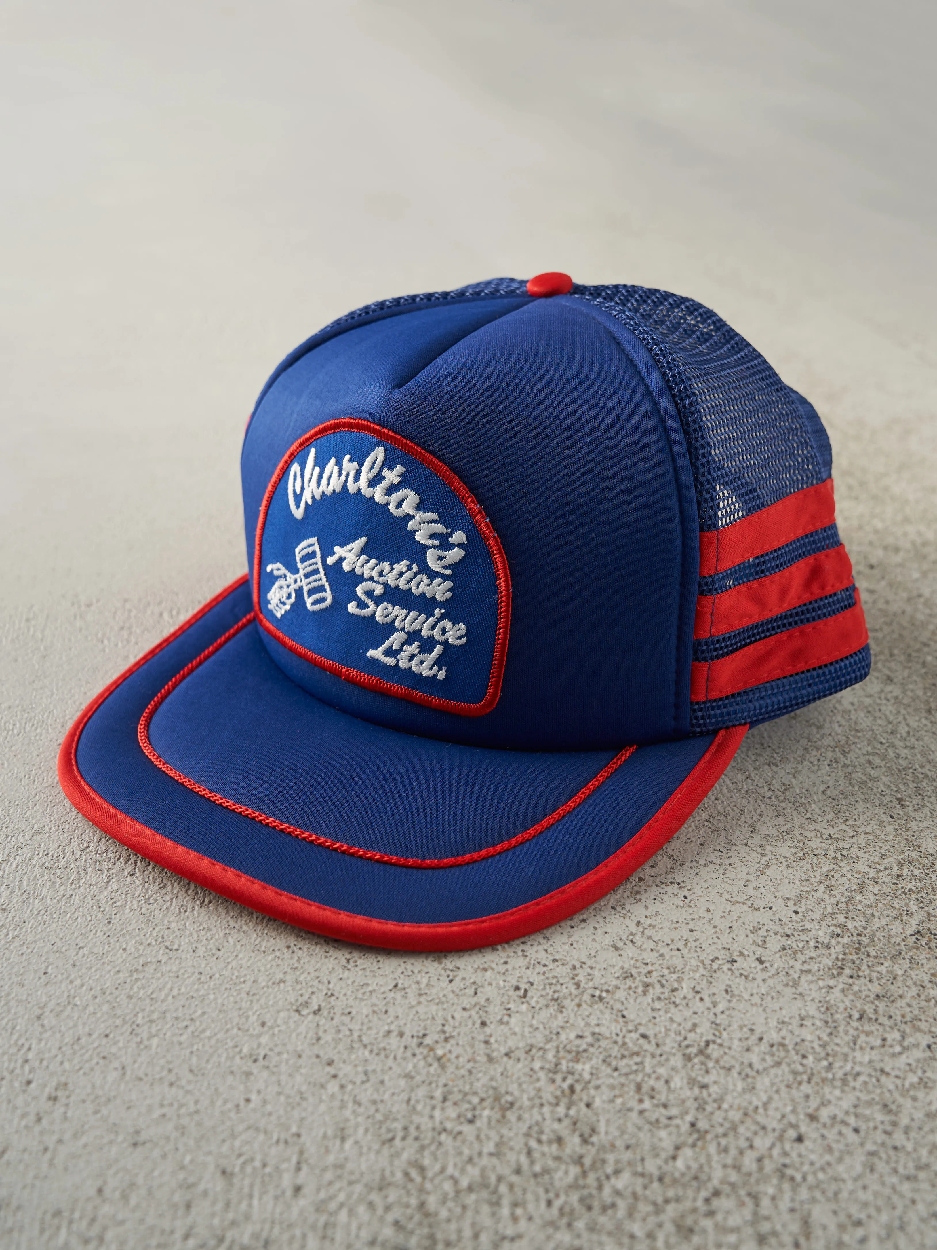 Vintage 80s Blue & Red Auction Services Foam Trucker Hat sold by Rebalance Vintage product image thumbnail 2