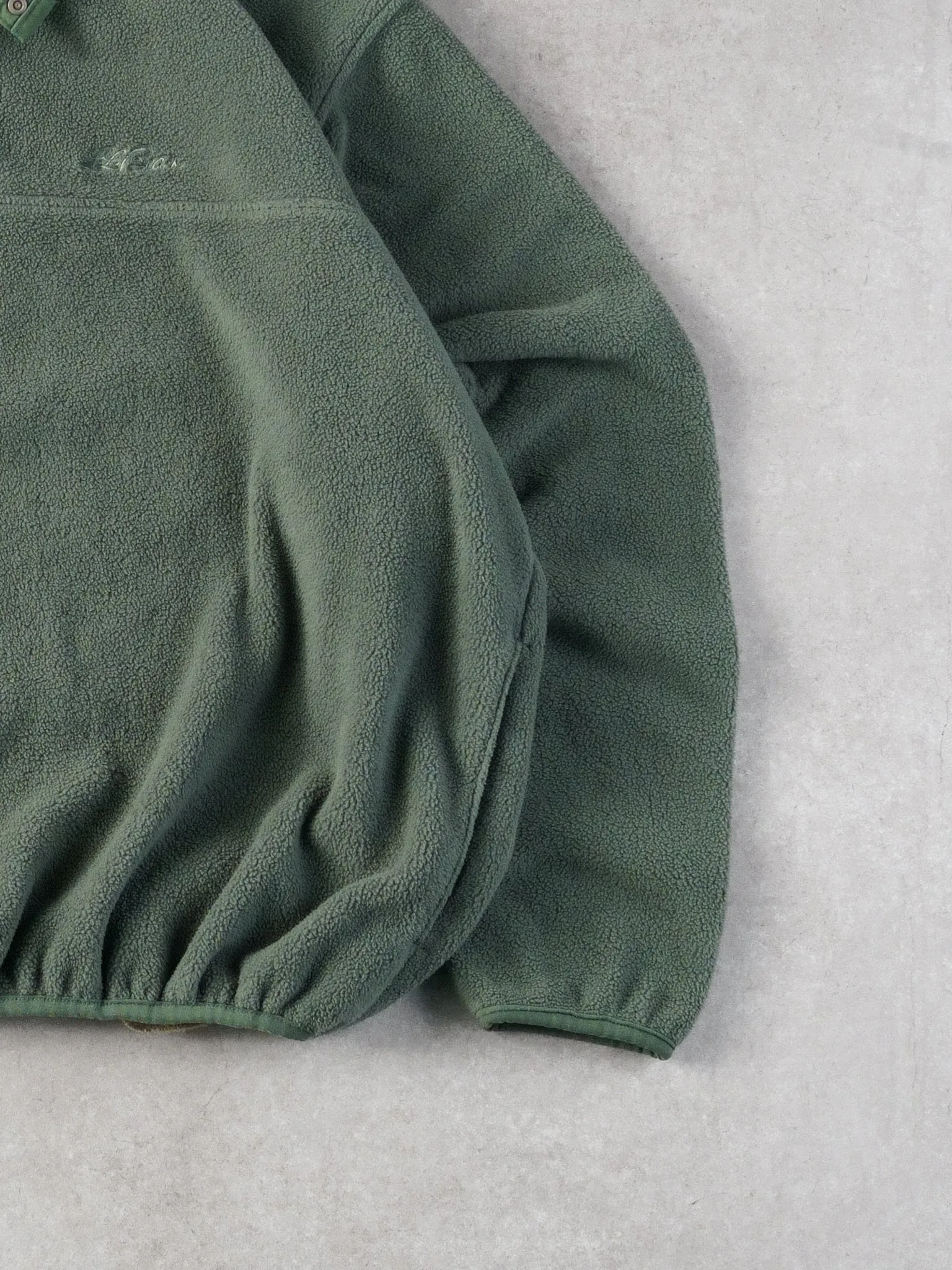 Vintage 90s Sage Green LL Bean Fleece Collared 1/4 Button Up (L/XL) sold by Rebalance Vintage product image thumbnail 3