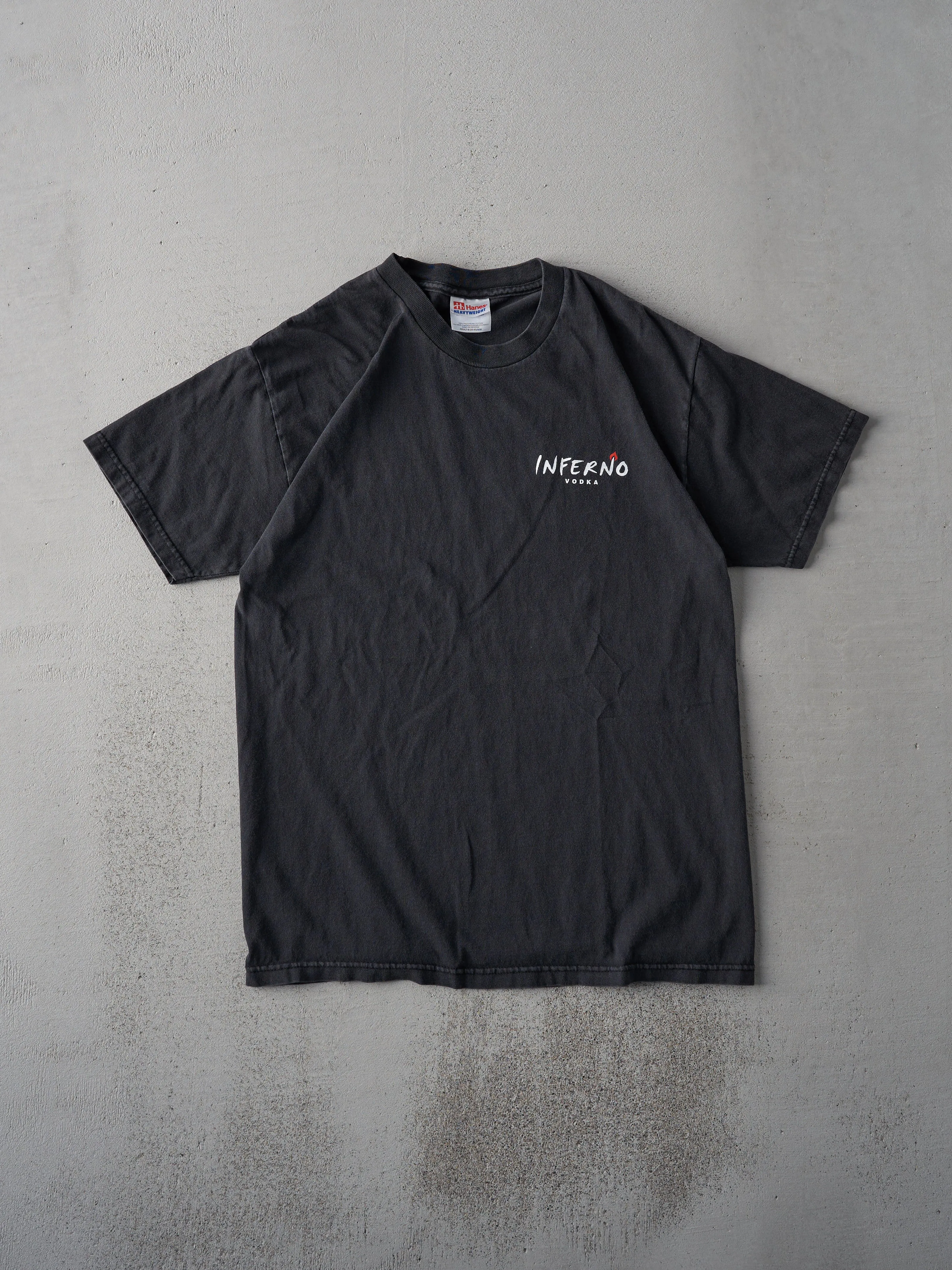 Vintage 90s Faded Black Inferno Vodka "Bite Me" Tee (S) sold by Rebalance Vintage
