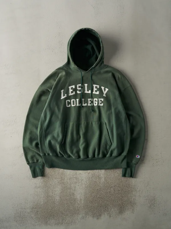 Vintage 90s Forest Green Lesley College Reverse Weave Boxy Hoodie (XXL) sold by Rebalance Vintage