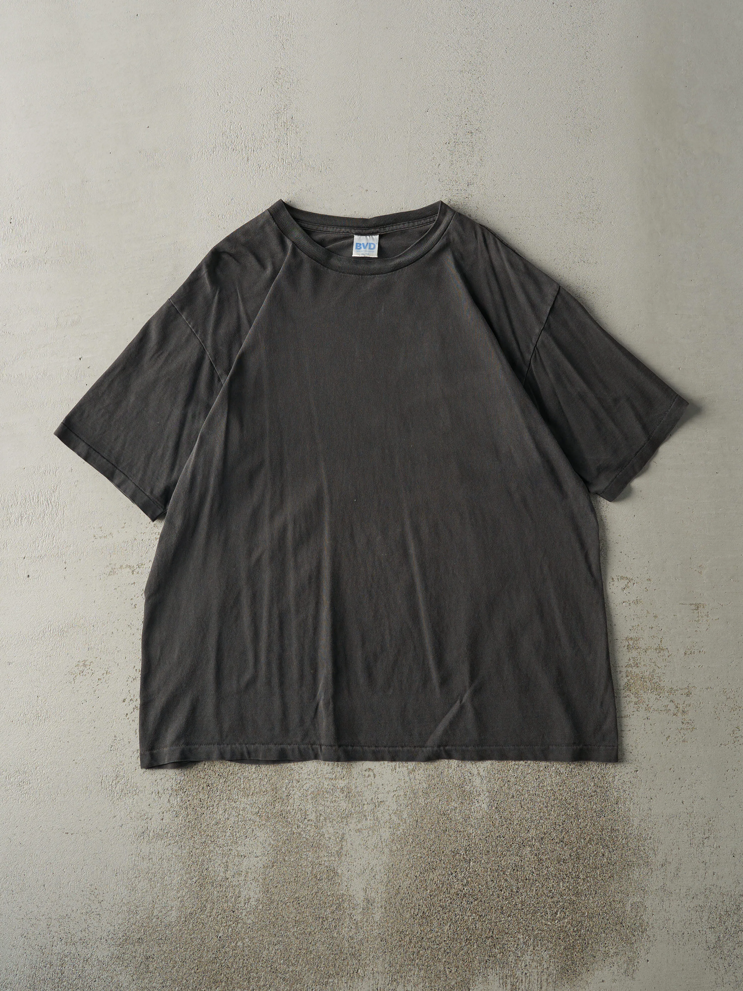 Vintage 90s Faded Black Blank Single Stitch Tee (L/XL) sold by Rebalance Vintage