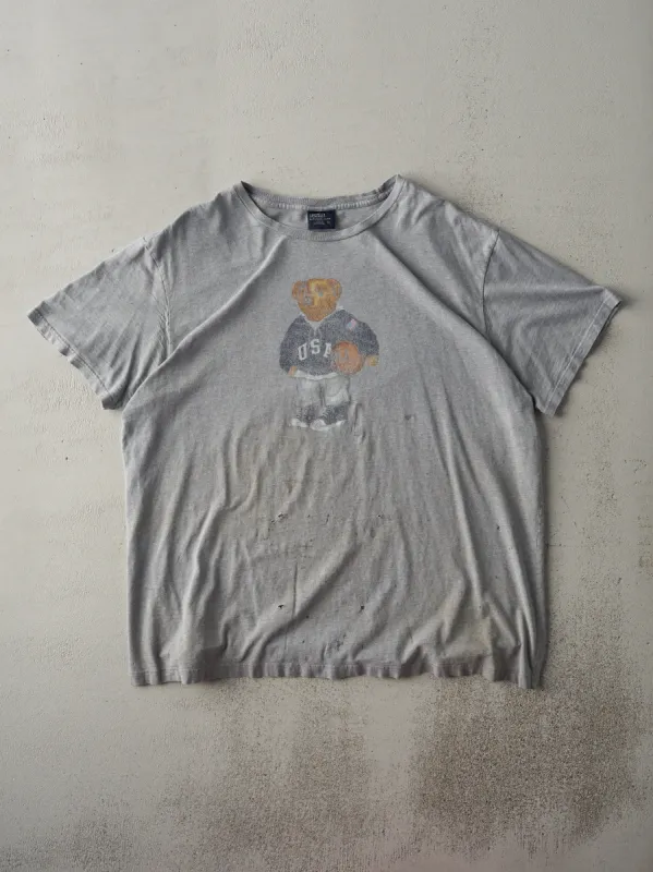 Vintage 90s Grey Faded Polo Bear Tee (L) made by Rebalance Vintage