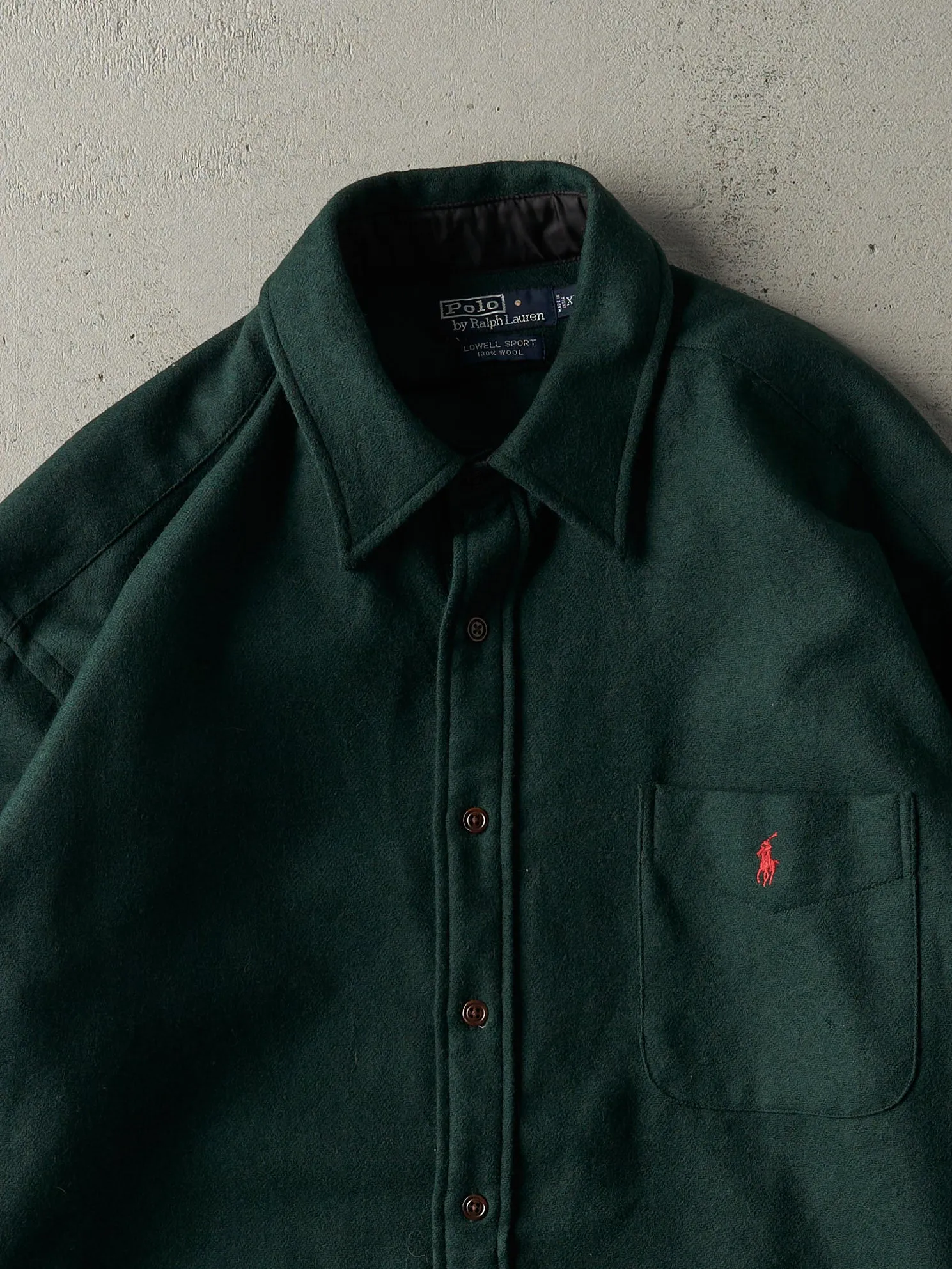 Vintage Y2K Forest Green Polo by Ralph Lauren Wool Button Up (XXL) sold by Rebalance Vintage product image thumbnail 2
