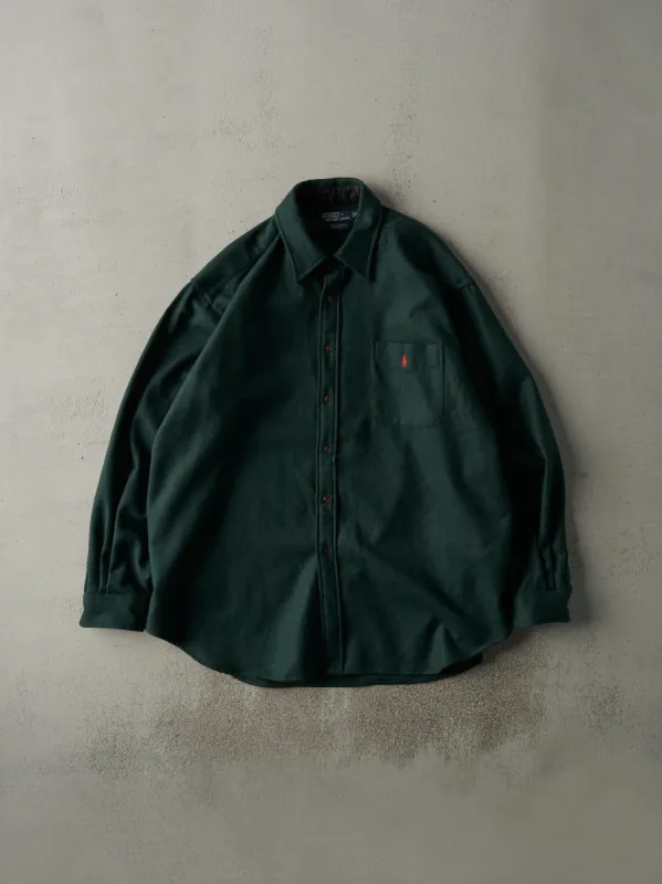 Vintage Y2K Forest Green Polo by Ralph Lauren Wool Button Up (XXL) sold by Rebalance Vintage