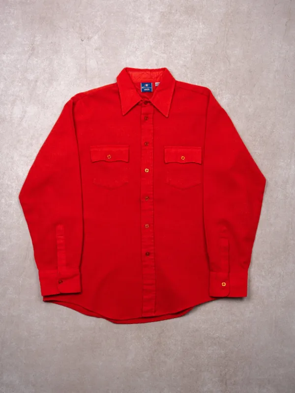 Vintage 70s Red Champion Acrylic Button Up (XL) sold by Rebalance Vintage