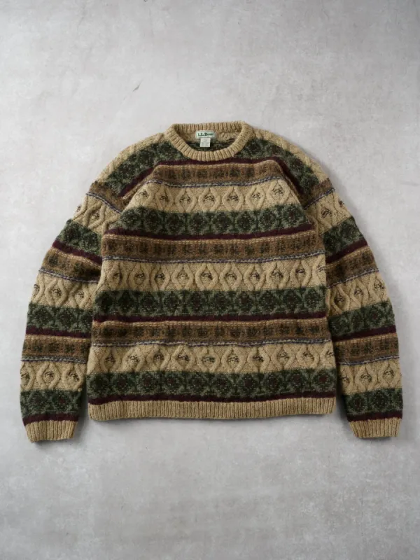 Vintage 90s Multi Colour LL Bean Patterned Wool Sweater (L) sold by Rebalance Vintage