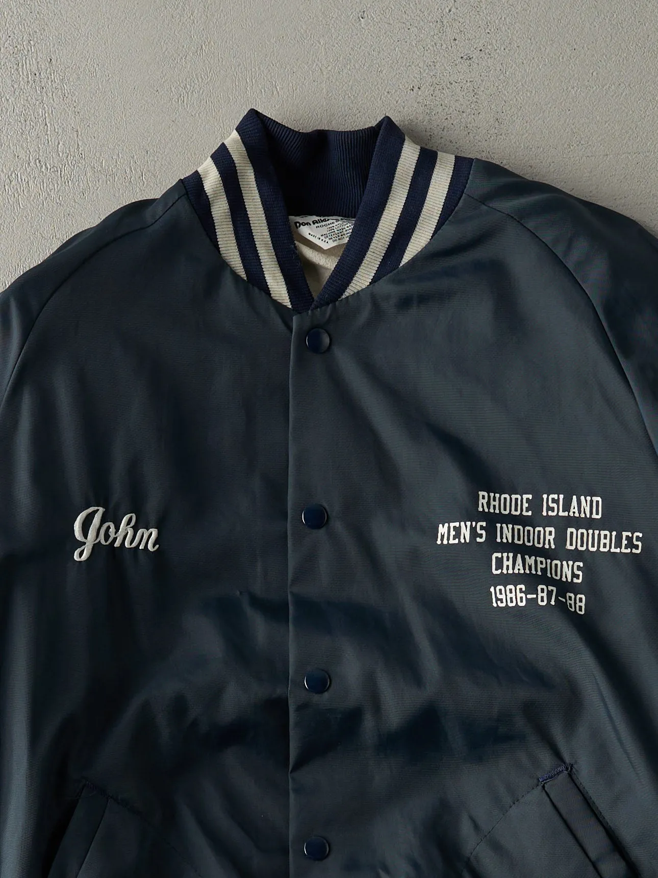 Vintage 90s Navy Rhode Island 3 Time Champions Nylon Bomber Jacket (M) sold by Rebalance Vintage product image thumbnail 3
