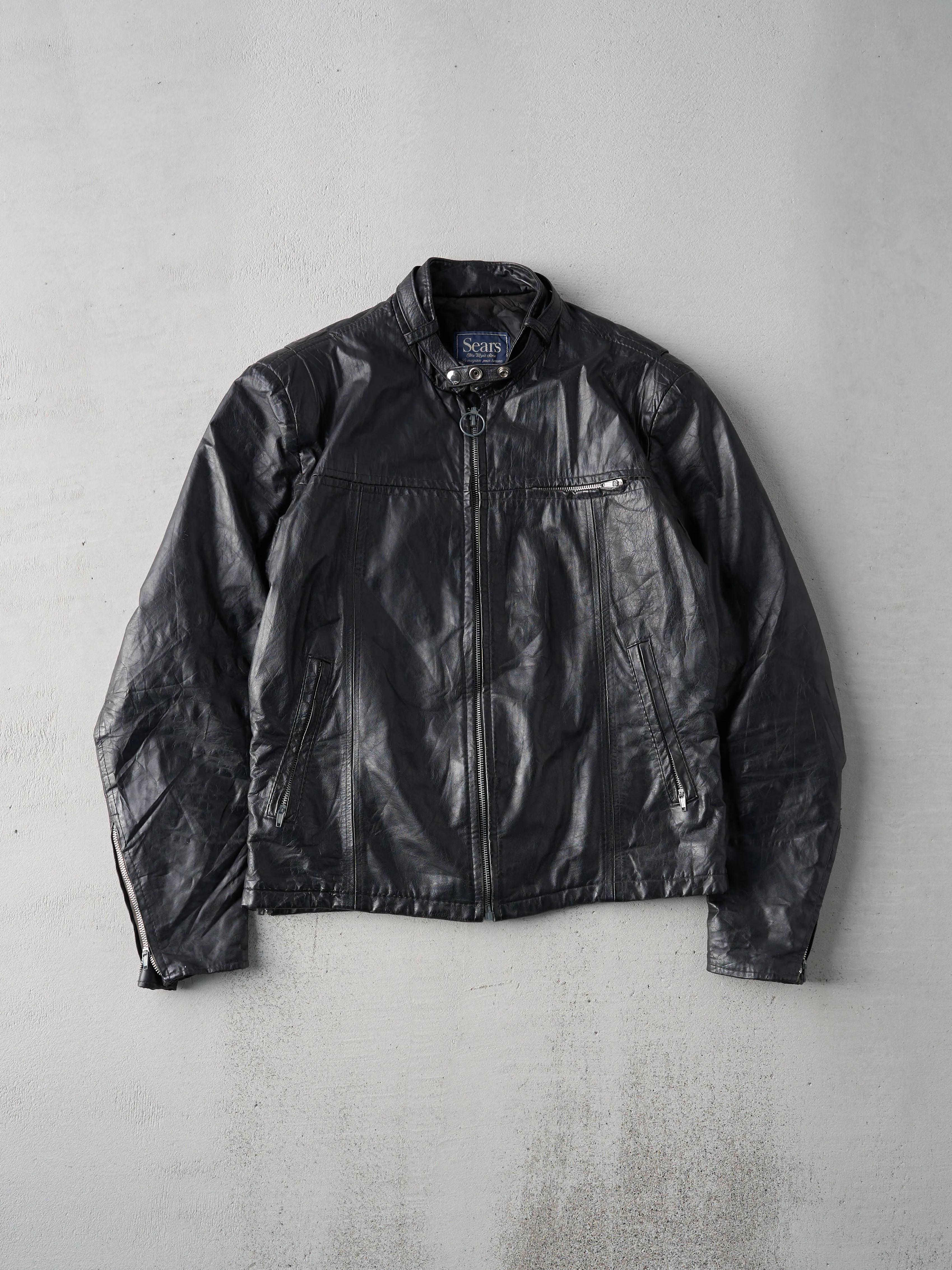 Vintage 80s Black Leather Biker Jacket (M) sold by Rebalance Vintage