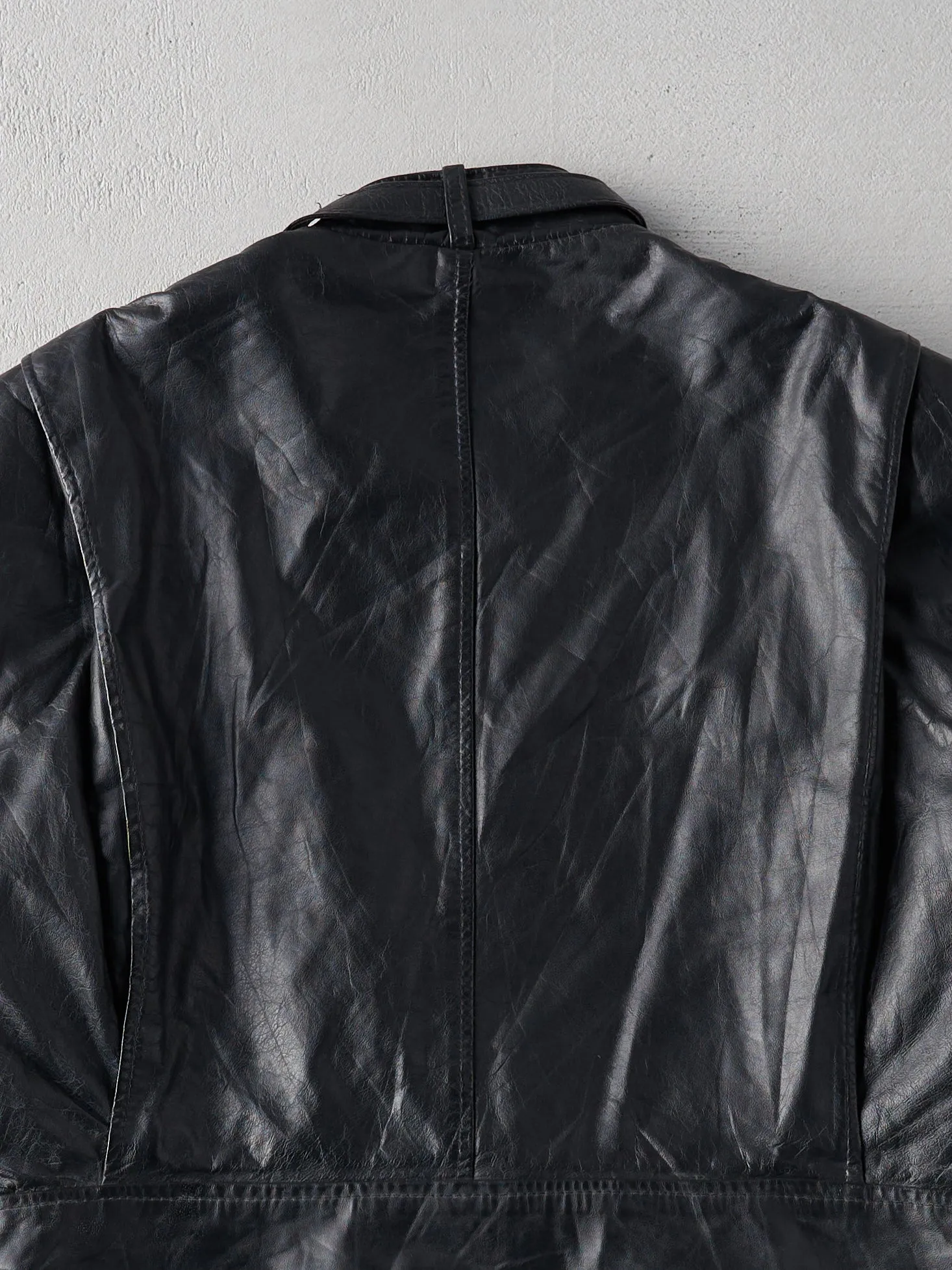 Vintage 80s Black Leather Biker Jacket (M) sold by Rebalance Vintage product image thumbnail 4