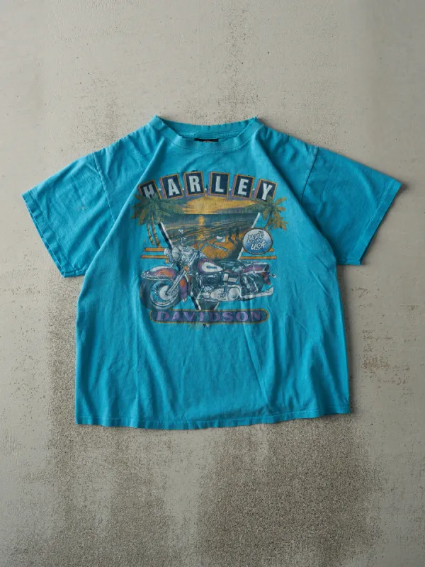 Vintage 90' Blue 3D Emblem Honolulu Hawaii Harley Davidson Tee (M) sold by Rebalance Vintage