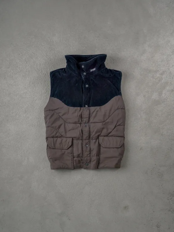 Vintage 90s Navy Blue and Grey Jansport Corduroy Vest (M) sold by Rebalance Vintage
