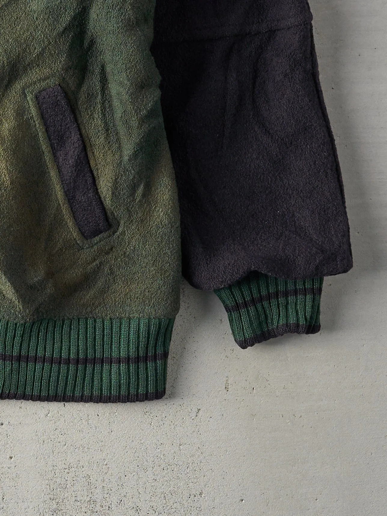 Vintage 90s Forest Green/Black Wool Varsity Jacket (L) sold by Rebalance Vintage product image thumbnail 3