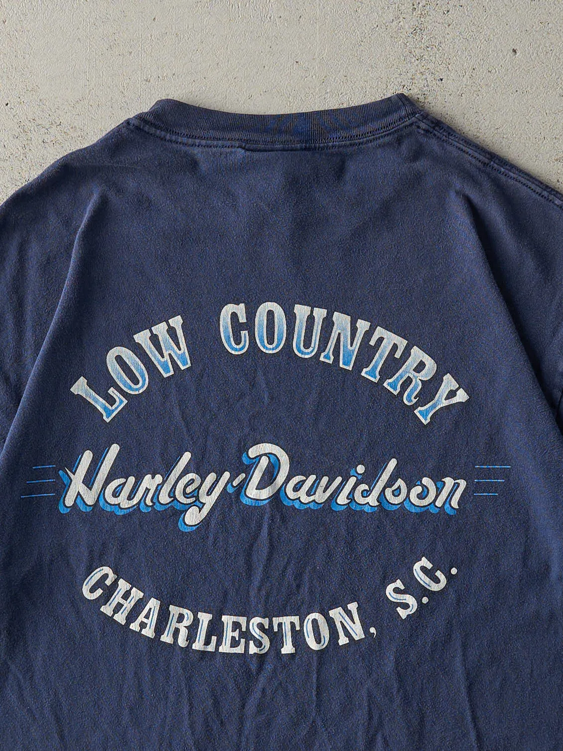 Vintage 02' Navy Blue Charleston, SC Harley Davidson Tee (M) sold by Rebalance Vintage product image thumbnail 4