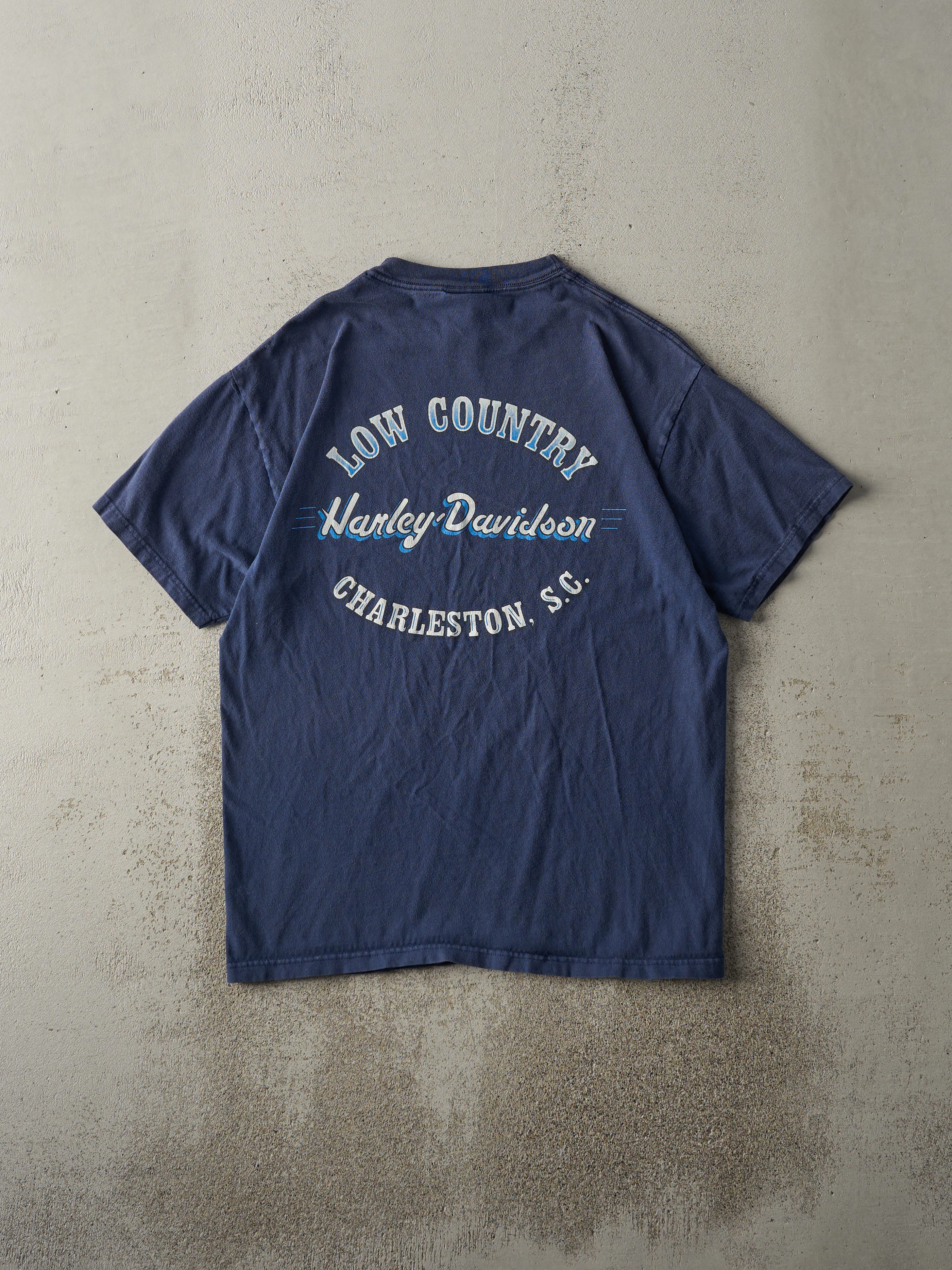 Vintage 02' Navy Blue Charleston, SC Harley Davidson Tee (M) sold by Rebalance Vintage product image thumbnail 2