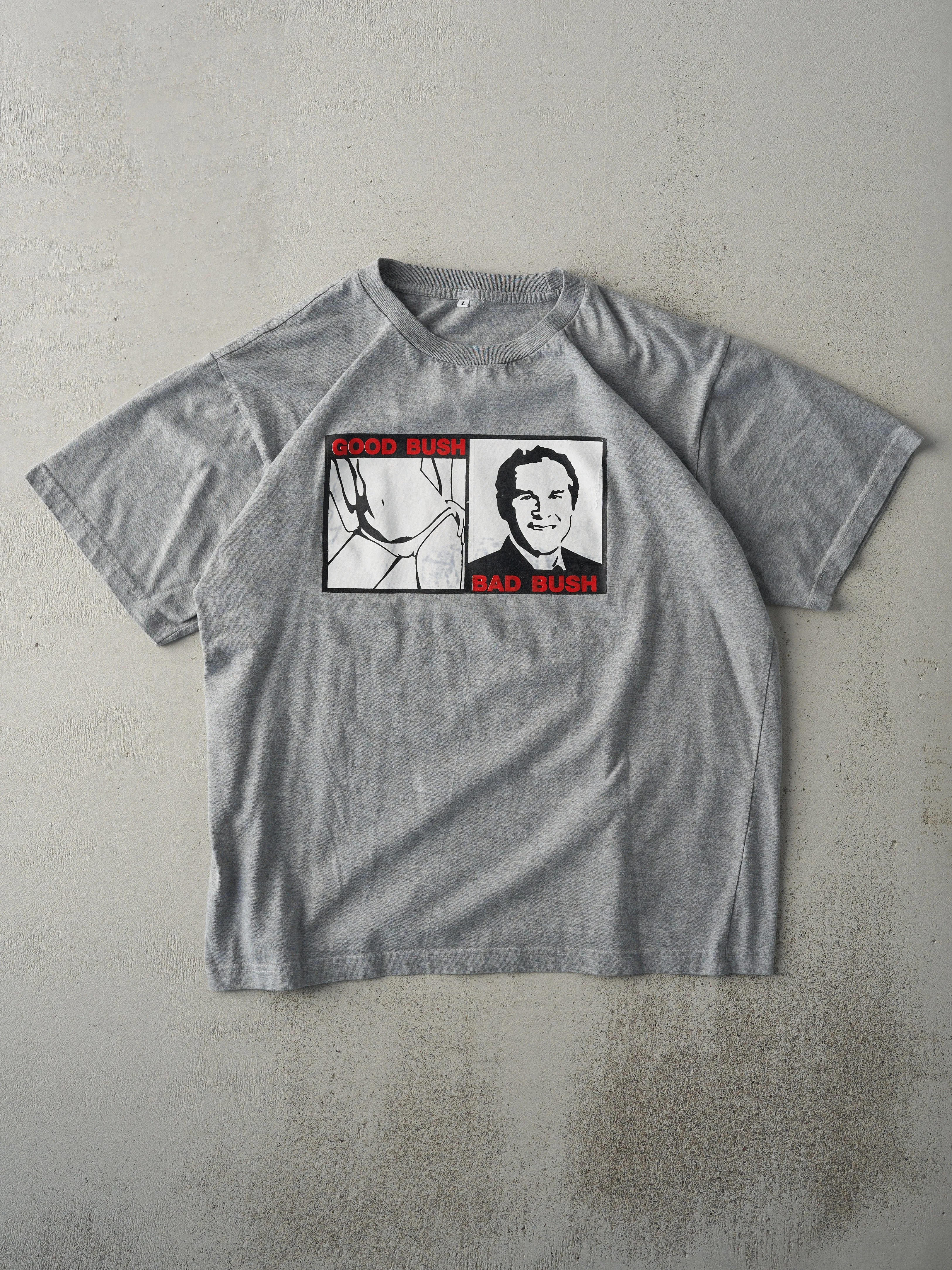 Vintage Y2K Grey "Good Bush, Bad Bush" Tee (M) sold by Rebalance Vintage