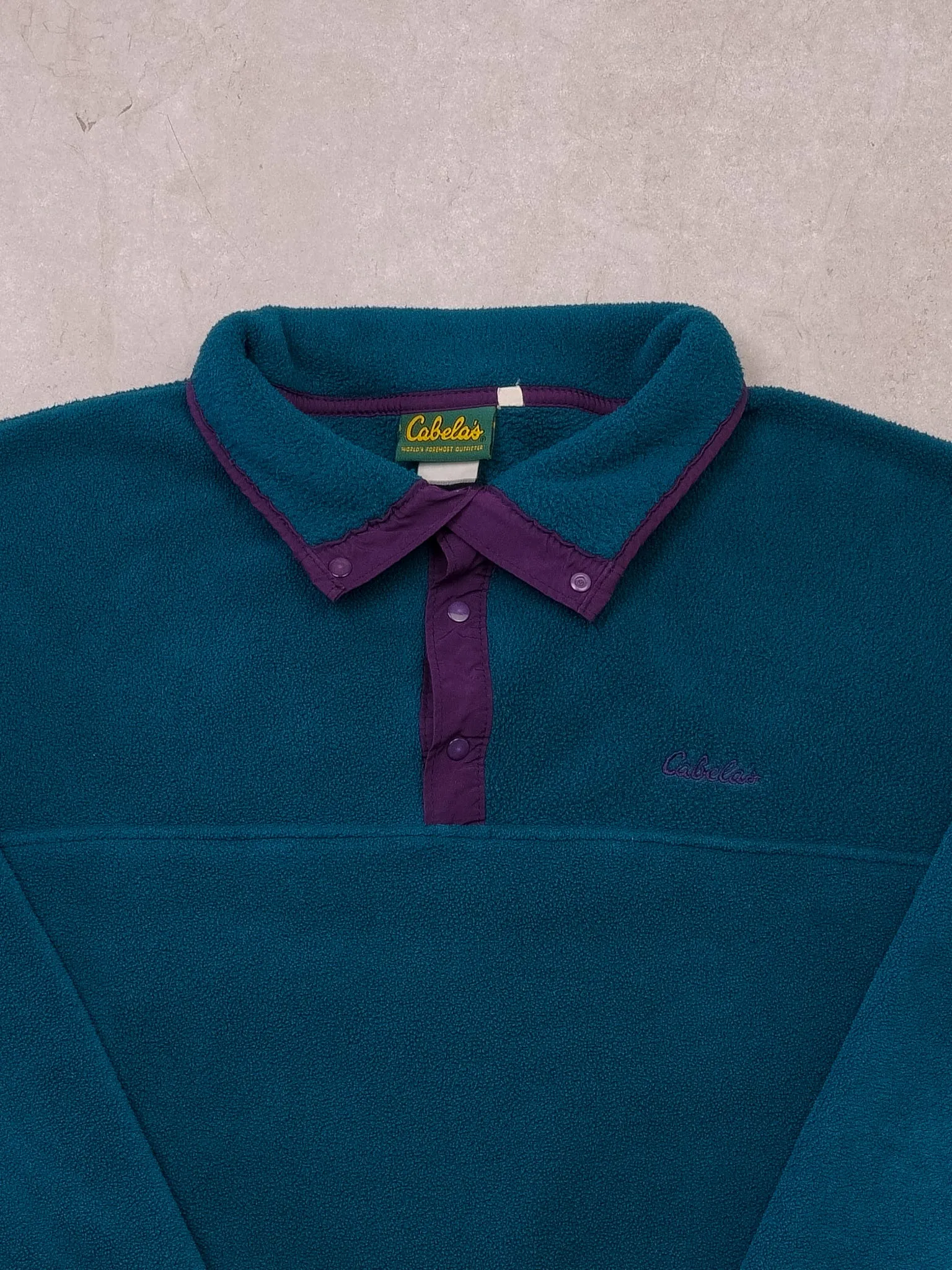 Vintage 90s Cabela's Teal 1/4 Button Fleece Button Up (XXL) sold by Rebalance Vintage product image thumbnail 2