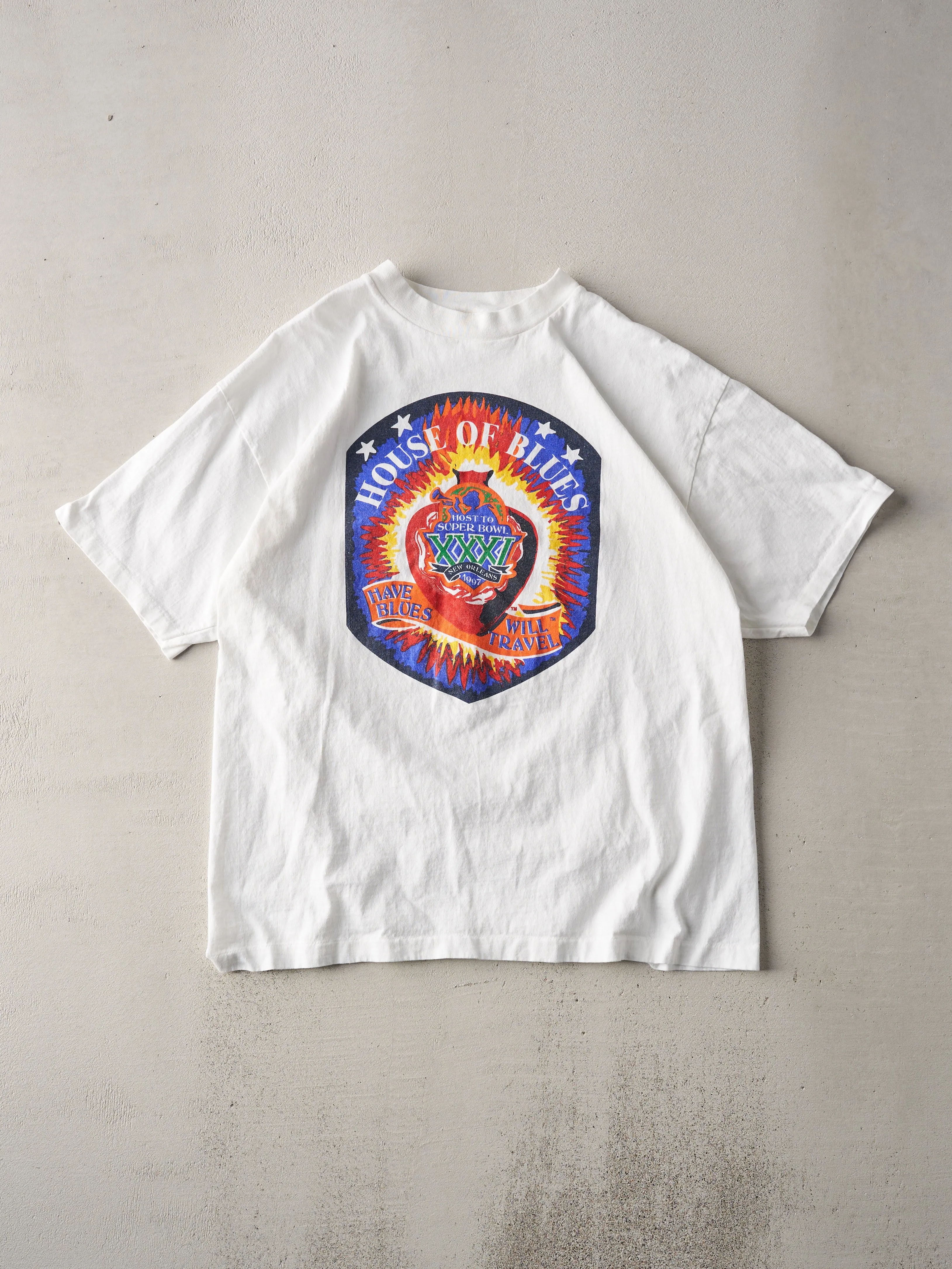 Vintage '97 White New Orleans Super Bowl House of Blues Tee (M) sold by Rebalance Vintage