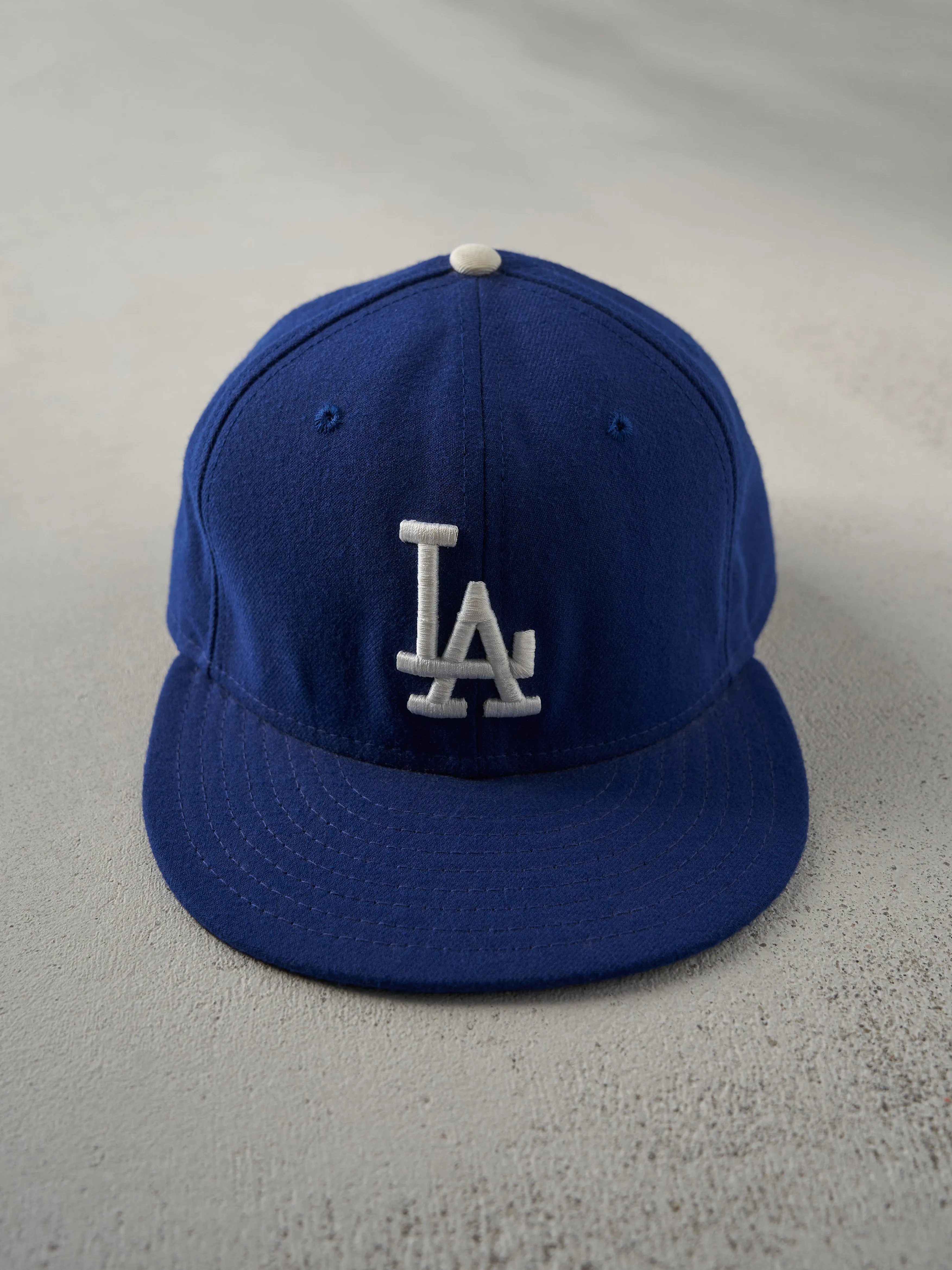 Vintage Y2K Royal Blue LA Dodgers Embroidered New Era Fitted Hat (7 5/8) sold by Rebalance Vintage
