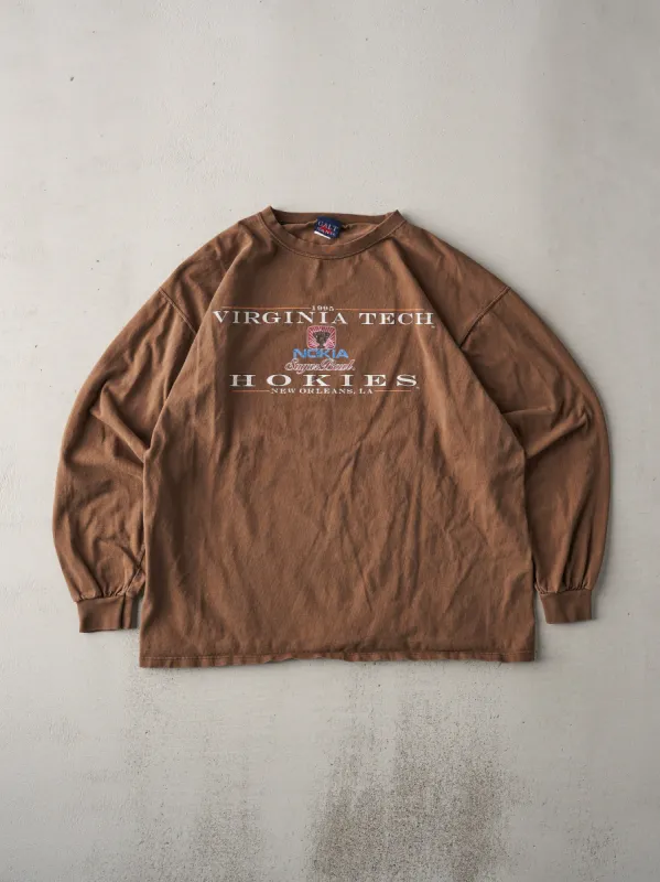 Vintage 90s Faded Mocha Brown 1995 Virginia Tech Hokies Nokia Sugar Bowl (L) sold by Rebalance Vintage