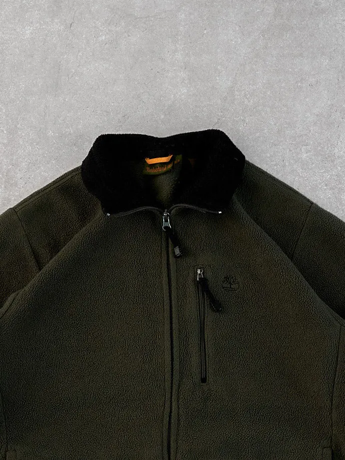 Vintage Y2k Moss Green Timberland Fleece Collared Zip Up (L) sold by Rebalance Vintage product image thumbnail 2