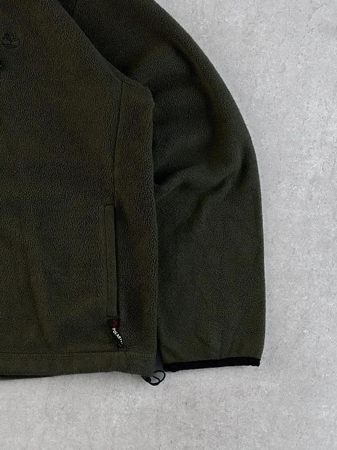 Vintage Y2k Moss Green Timberland Fleece Collared Zip Up (L) sold by Rebalance Vintage product image thumbnail 3