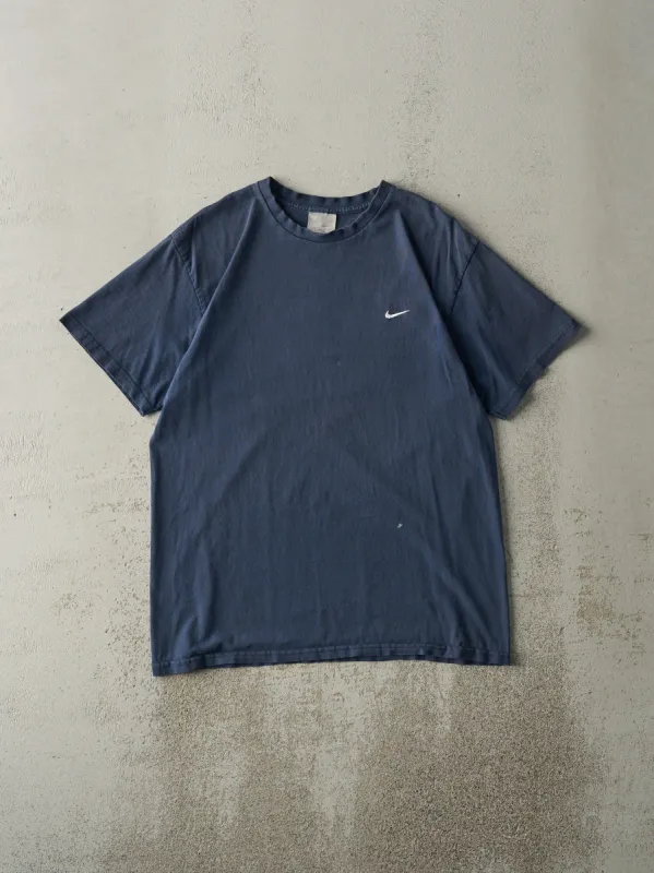 Vintage Y2K Navy Blue Nike Embroidered Swoosh Tee (M) sold by Rebalance Vintage