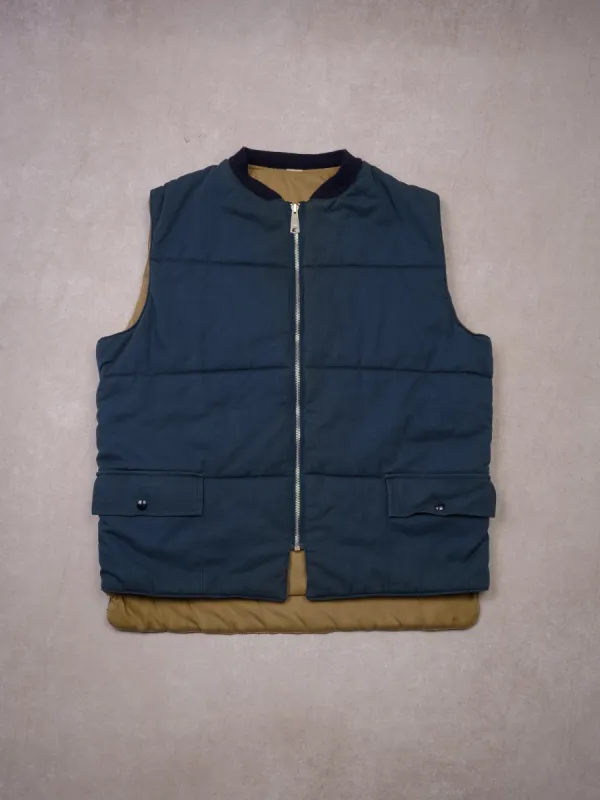 Vintage 80s Navy Blue/Beige Reversible Vest (M) sold by Rebalance Vintage
