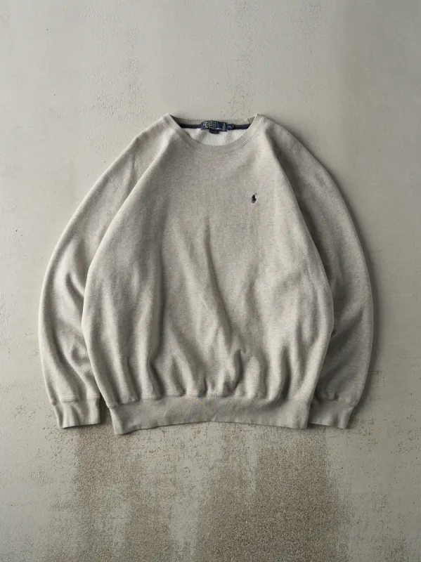 Vintage Y2K Grey Embroidered Polo Logo Boxy Crewneck (XL/XXL) sold by Rebalance Vintage