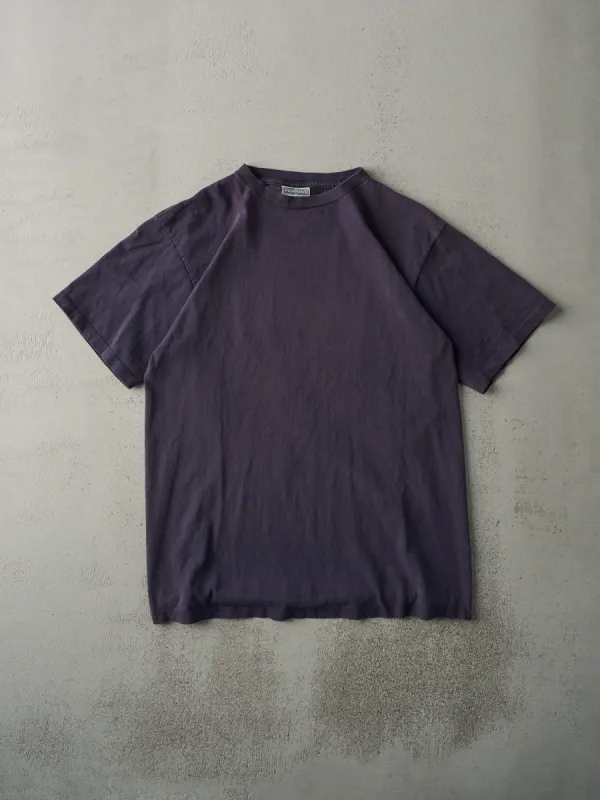 Vintage 90s Navy Blue Blank Tee (M) sold by Rebalance Vintage