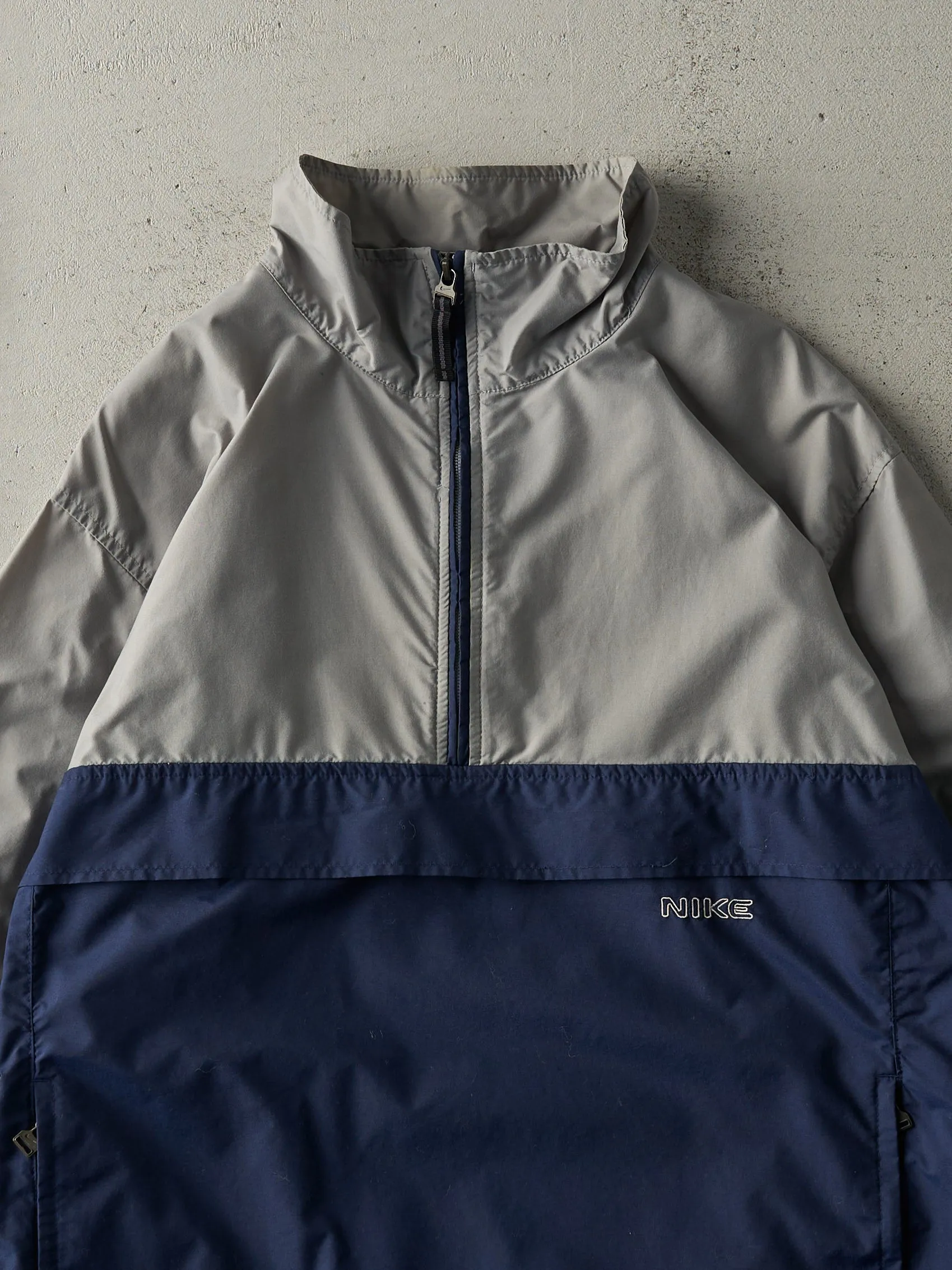 Vintage Y2K Grey & Navy Nike Quarter Zip Windbreaker Jacket (M/L) sold by Rebalance Vintage product image thumbnail 3