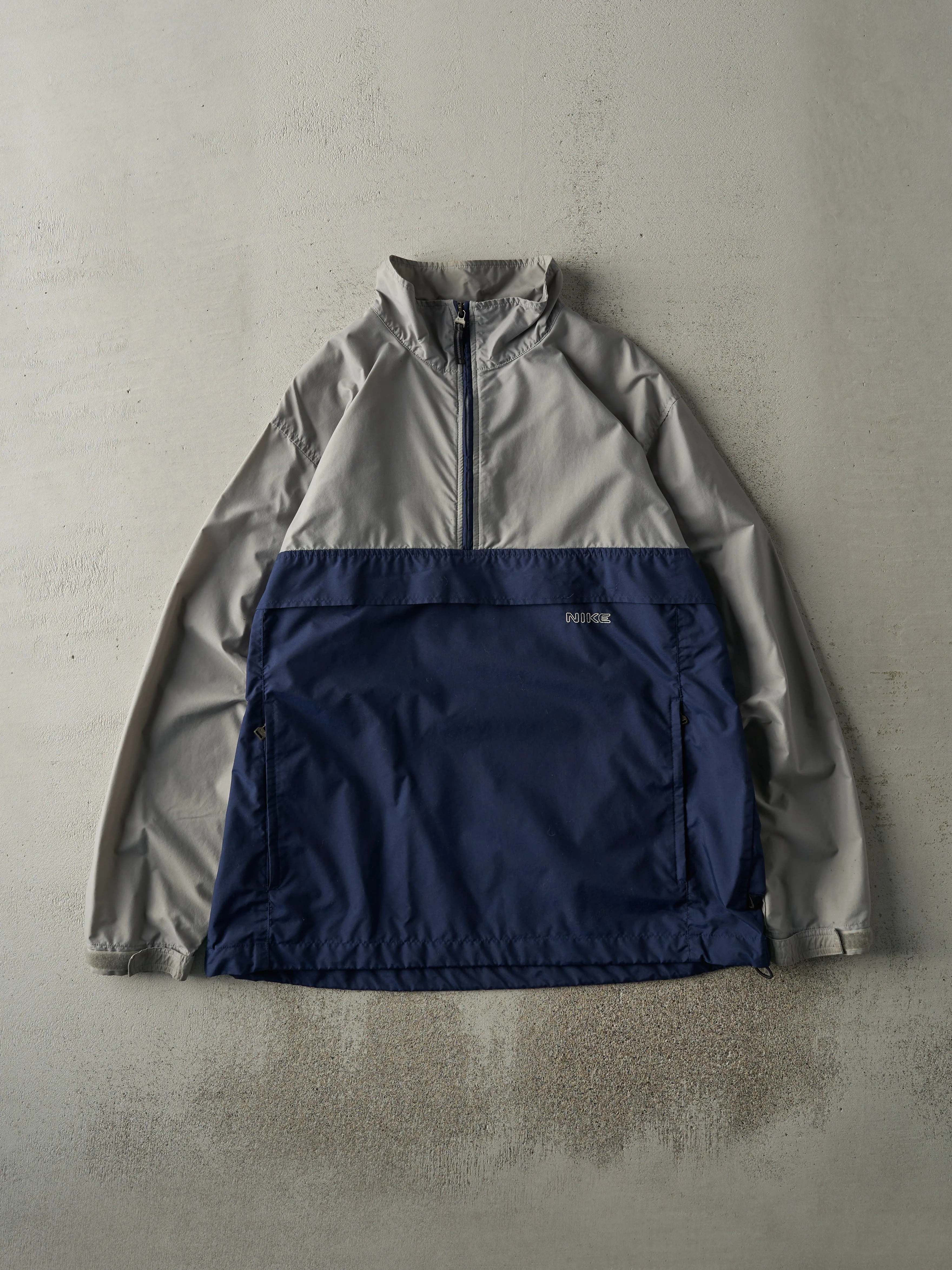 Vintage Y2K Grey & Navy Nike Quarter Zip Windbreaker Jacket (M/L) sold by Rebalance Vintage