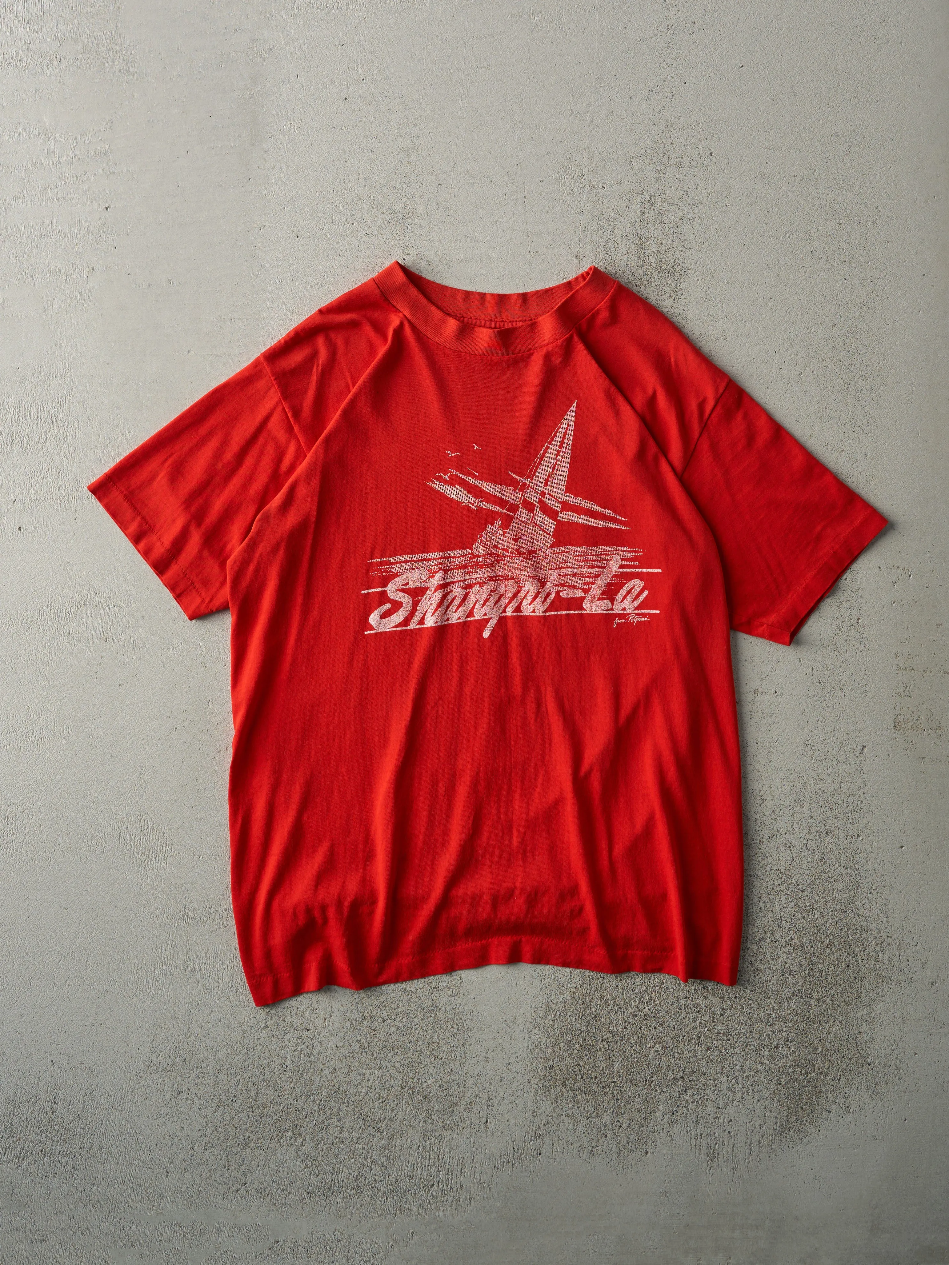 Vintage 70s Red Shangri-La Single Stitch Tee (M) sold by Rebalance Vintage