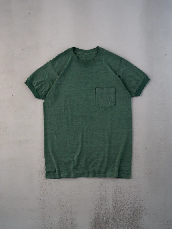 Vintage 80s Green Pocket Ringer Blank Tee (S) sold by Rebalance Vintage