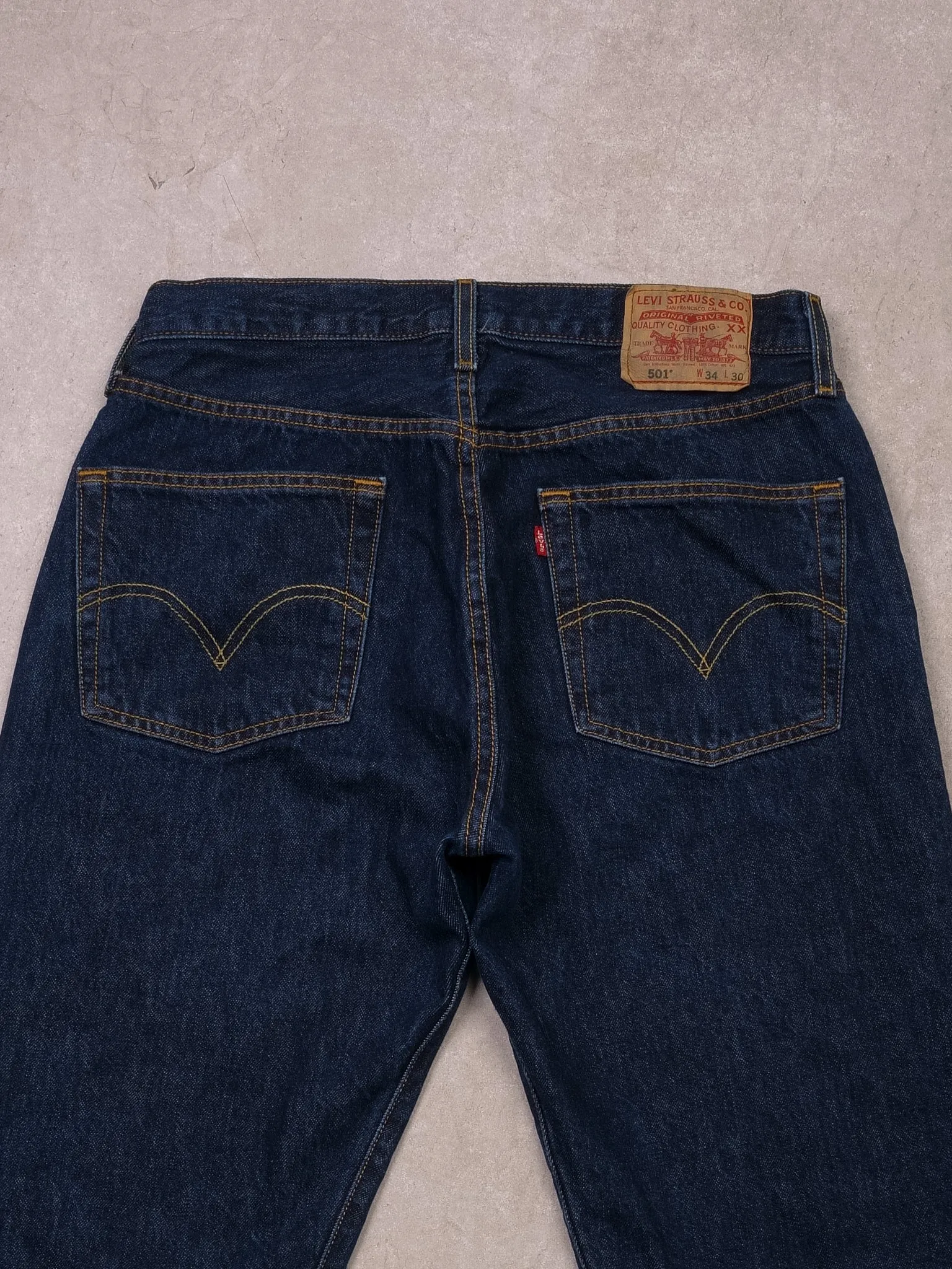 Vintage 90s Dark Blue 501 Levi's Denim Jeans (30x30) sold by Rebalance Vintage product image thumbnail 4