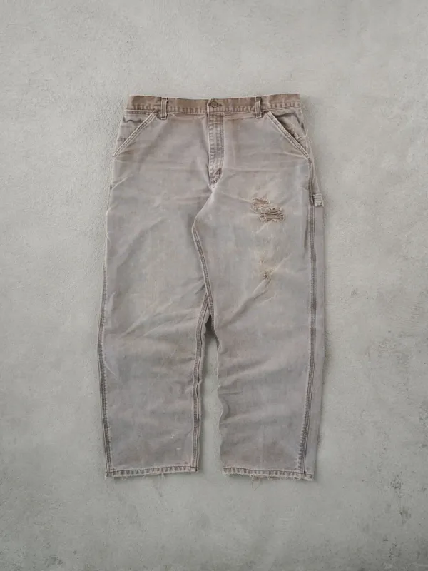Vintage 90s Washed Light Brown Faded Carhartt Carpenter Pants (38x30) sold by Rebalance Vintage