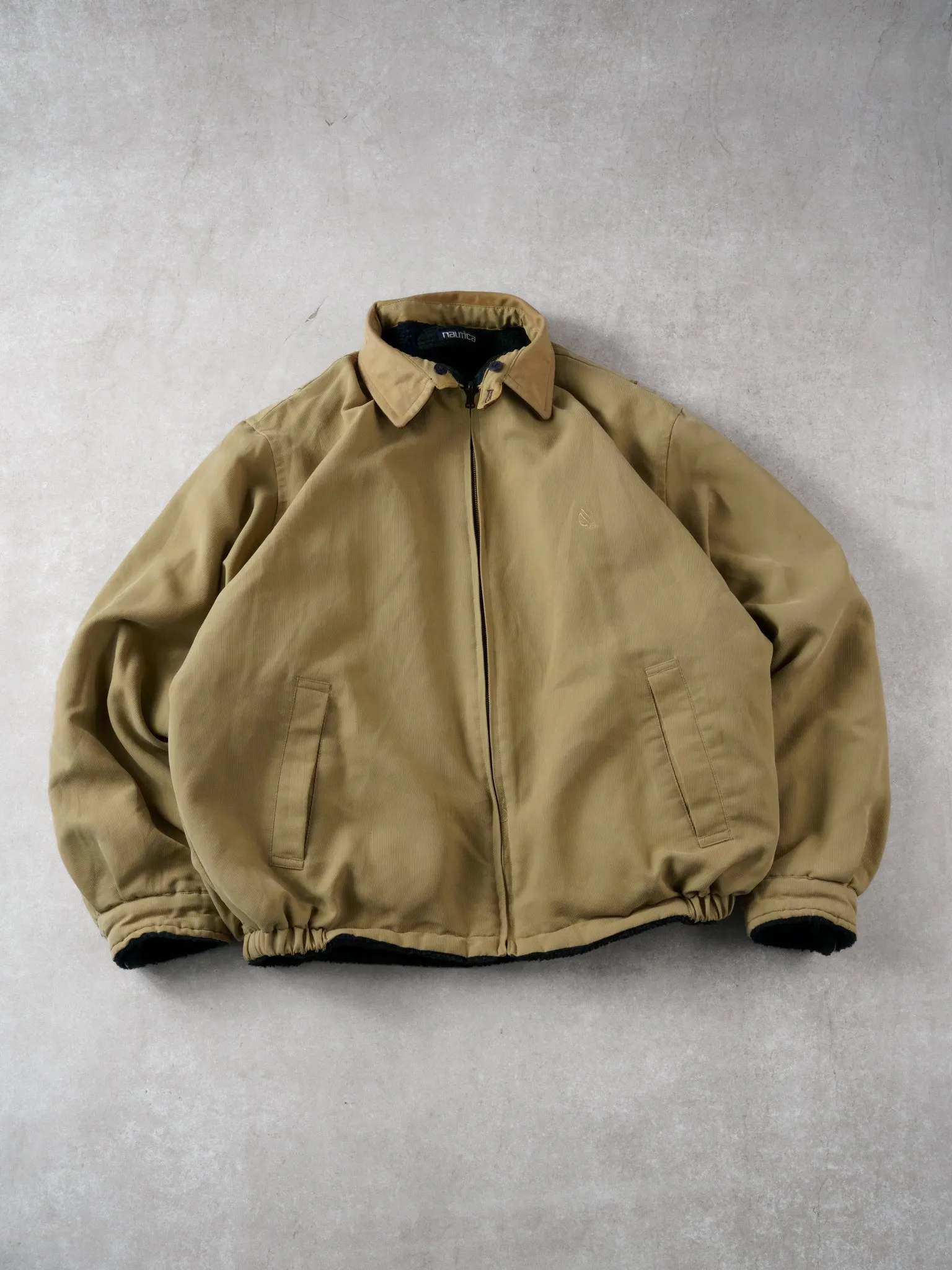 Vintage 90s Green Nautica Plaid Fleece Reversible Collared Jacket (XXL) sold by Rebalance Vintage product image thumbnail 2