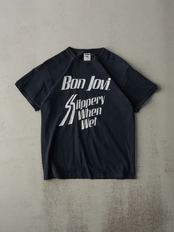 Vintage Y2K Black Bon Jovi "Slippery When Wet" Band Tee (S) made by Rebalance Vintage
