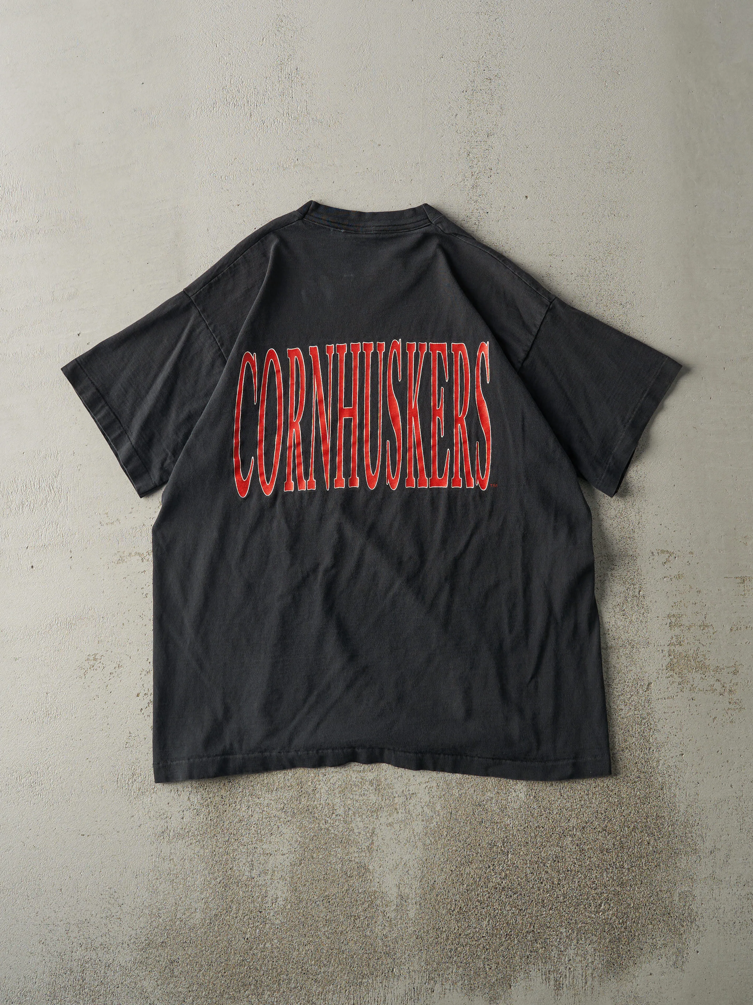 Vintage 90s Black Nebraska University Single Stitch Tee (L) sold by Rebalance Vintage product image thumbnail 3