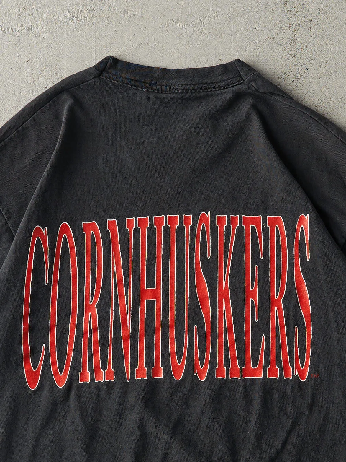 Vintage 90s Black Nebraska University Single Stitch Tee (L) sold by Rebalance Vintage product image thumbnail 5